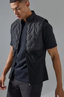 Man Active Quilted Funnel Neck Gilet | BoohooMAN UK