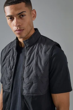 Man Active Quilted Funnel Neck Gilet | BoohooMAN UK