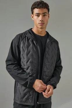 Man Active Quilted Hooded Jacket | BoohooMAN UK
