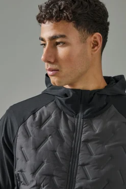 Man Active Quilted Hooded Jacket | BoohooMAN UK
