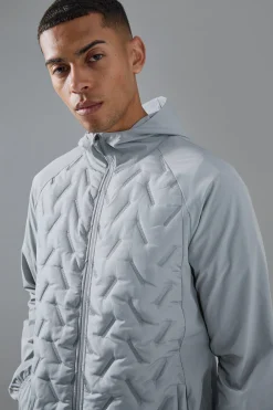 Man Active Quilted Hooded Jacket | BoohooMAN UK