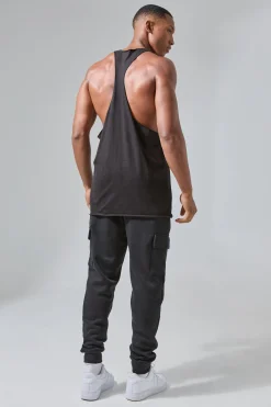 Man Active Raw Edge Jersey Reg Fit Stringer Vest | BoohooMAN UK