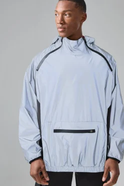 Man Active Reflective Oversized Windbreaker | BoohooMAN UK