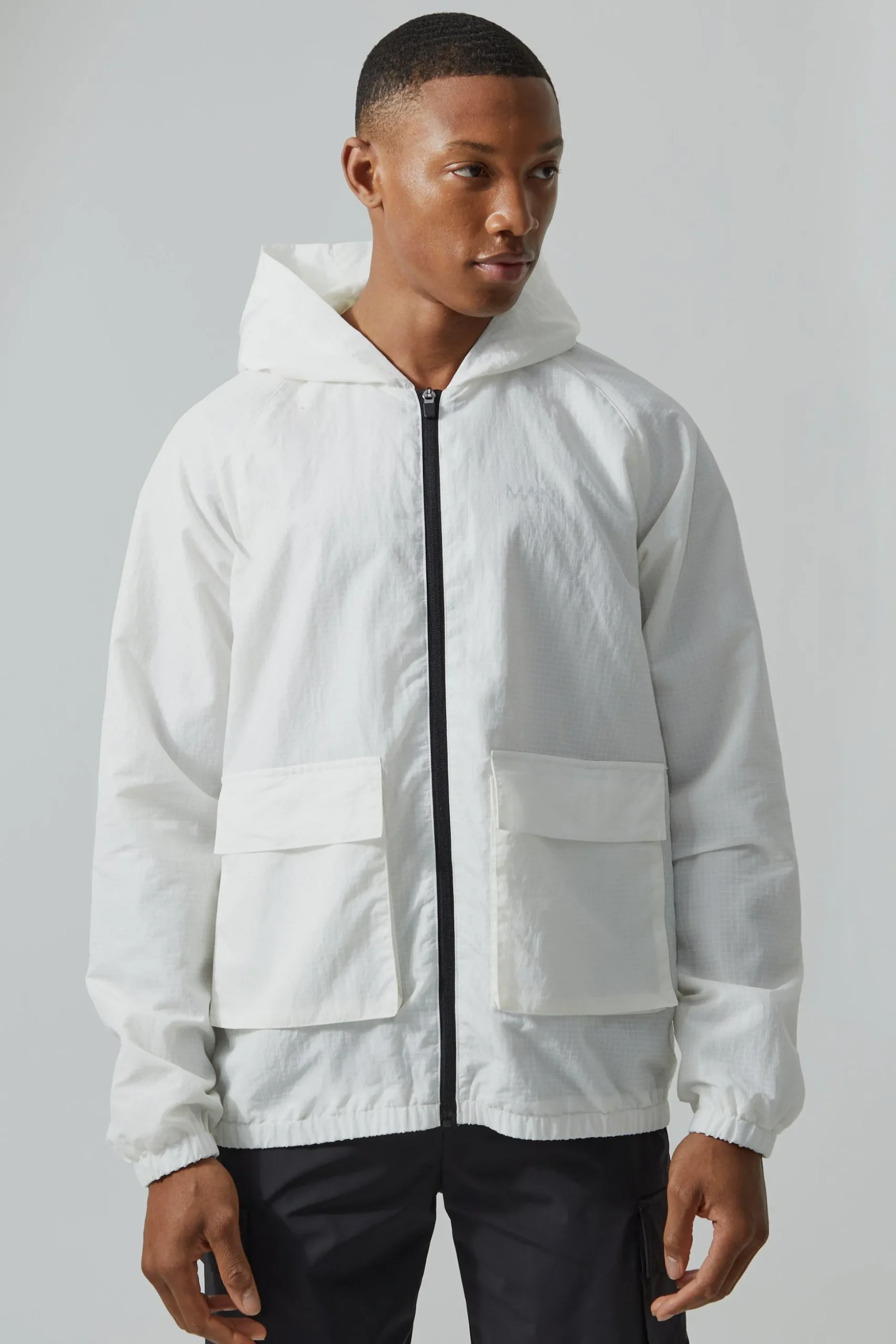 Man Active Ripstop Nylon Utility Windbreaker | BoohooMAN UK