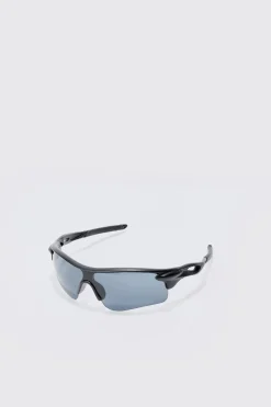Man Active Rubberised Smoke Lense Sunglasses | BoohooMAN UK