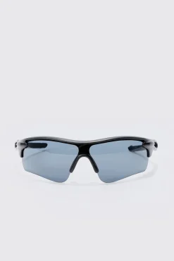 Man Active Rubberised Smoke Lense Sunglasses | BoohooMAN UK