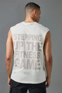 Man Active Stepping Up The Fitness Game Reg Fit Tank | BoohooMAN UK