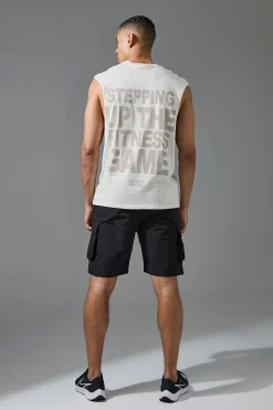 Man Active Stepping Up The Fitness Game Reg Fit Tank | BoohooMAN UK