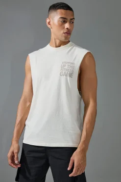 Man Active Stepping Up The Fitness Game Reg Fit Tank | BoohooMAN UK