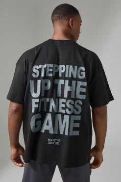 Man Active Stepping Up The Fitness Game Oversized T-shirt | BoohooMAN UK