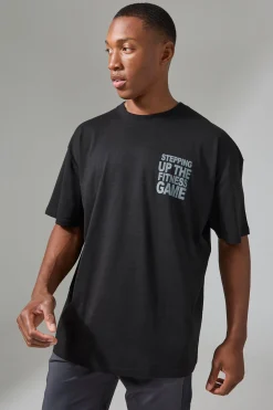 Man Active Stepping Up The Fitness Game Oversized T-shirt | BoohooMAN UK