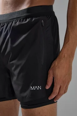 Man Active Stretch Woven 5inch 2in1 Short | BoohooMAN UK