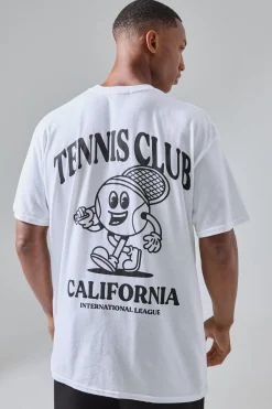 Man Active Tennis Club California Oversized Backprint T-shirt | BoohooMAN UK