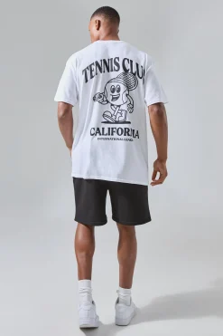 Man Active Tennis Club California Oversized Backprint T-shirt | BoohooMAN UK