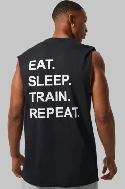 Man Active Train Repeat Regular Fit Tank | BoohooMAN UK
