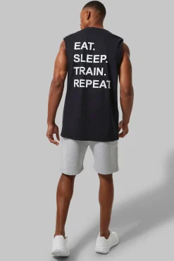 Man Active Train Repeat Regular Fit Tank | BoohooMAN UK