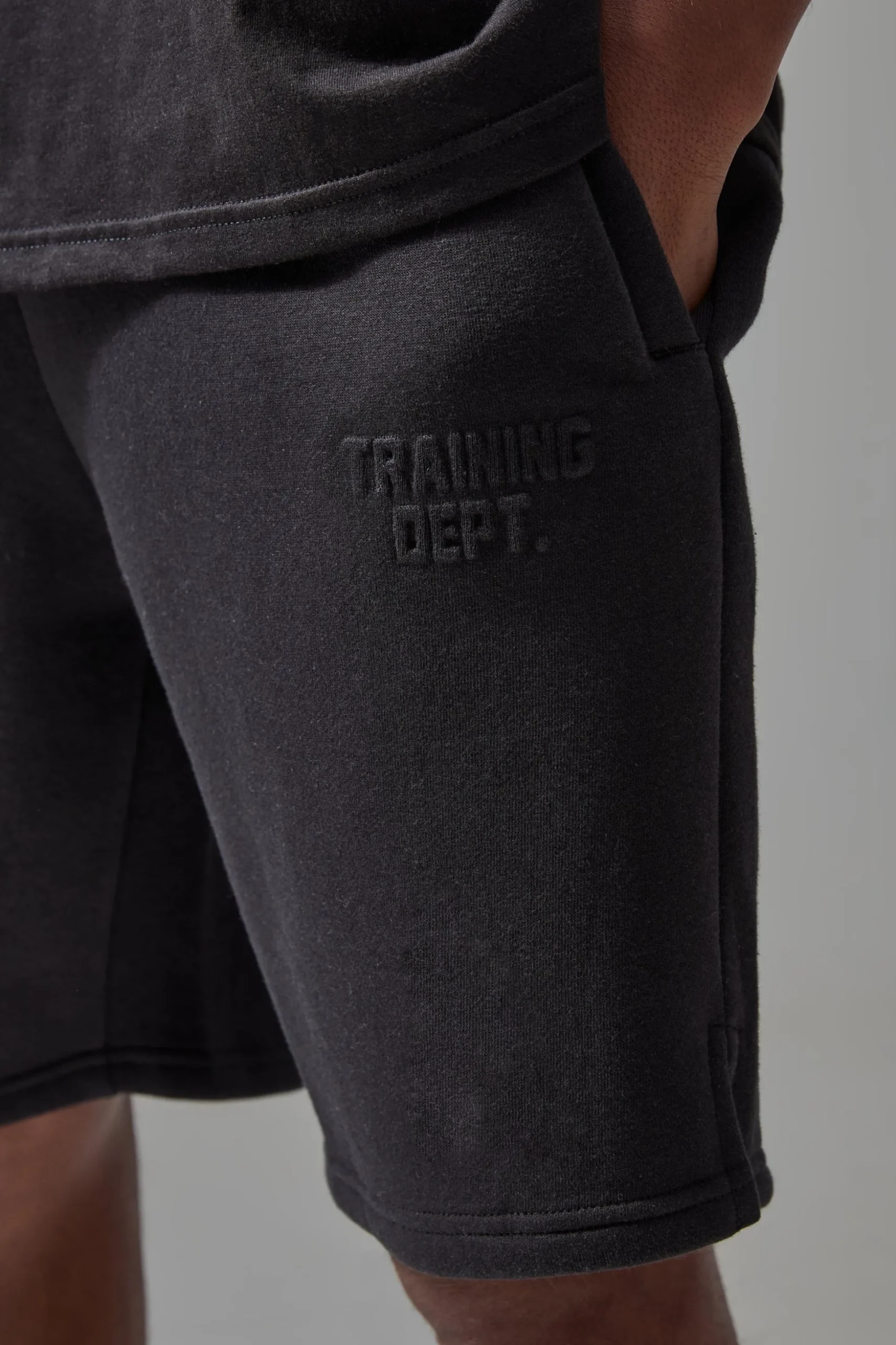 Man Active Training Dept Oversized 5inch Embossed Short | BoohooMAN UK