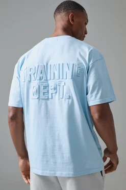 Man Active Training Dept Oversized Embossed T-shirt | BoohooMAN UK