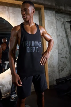 Man Active Training Dept Jersey Regular Fit Stringer Vest | BoohooMAN UK