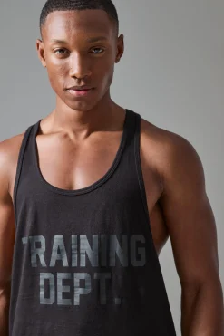 Man Active Training Dept Jersey Regular Fit Stringer Vest | BoohooMAN UK