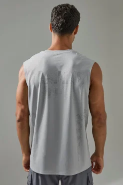Man Active Training Dept Perforated Performance Tank | BoohooMAN UK