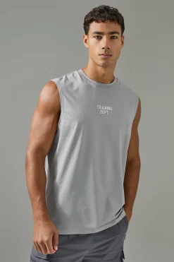 Man Active Training Dept Perforated Performance Tank | BoohooMAN UK