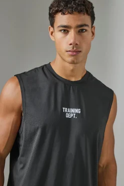 Man Active Training Dept Perforated Performance Tank | BoohooMAN UK