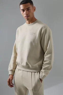 Man Active Training Dept Boxy Sweatshirt & Slim Jogger Tracksuit | BoohooMAN UK