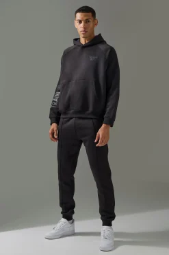 Man Active Training Dept Boxy Hoodie & Slim Jogger Tracksuit | BoohooMAN UK