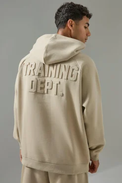 Man Active Training Dept Embossed Oversized Hoodie | BoohooMAN UK