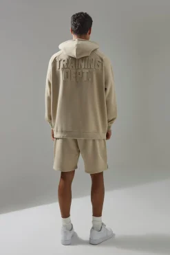 Man Active Training Dept Embossed Oversized Hoodie | BoohooMAN UK