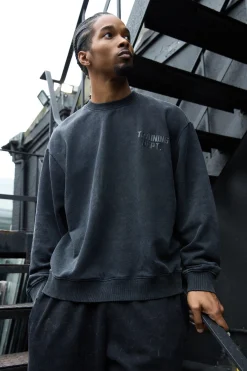 Man Active Training Dept Washed Boxy Sweatshirt | BoohooMAN UK