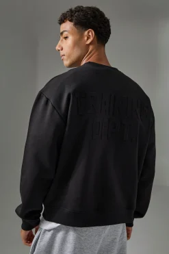 Man Active Training Dept Boxy Embossed Sweatshirt | BoohooMAN UK