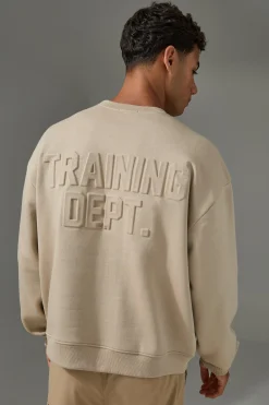 Man Active Training Dept Boxy Embossed Sweatshirt | BoohooMAN UK