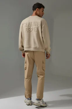 Man Active Training Dept Boxy Embossed Sweatshirt | BoohooMAN UK