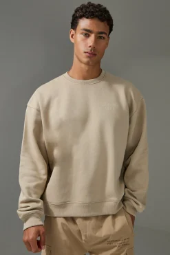 Man Active Training Dept Boxy Embossed Sweatshirt | BoohooMAN UK