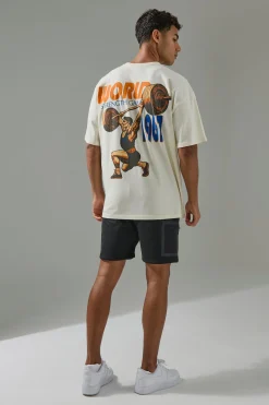 Man Active World Strength Games Oversized T-shirt | BoohooMAN UK