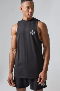 Man Active X Og Gym Drop Arm Regular Fit Tank | BoohooMAN UK
