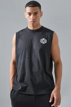 Man Active X OG Gym Drop Arm Oversized Tank | BoohooMAN UK