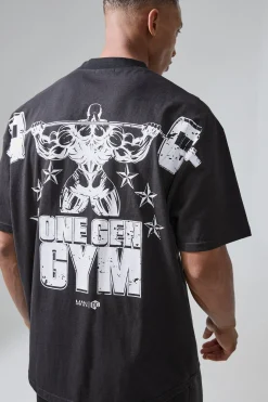 Man Active X Og Gym Oversized Xxl Back Print T-shirt | BoohooMAN UK
