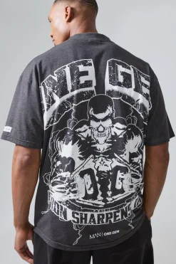 Man Active X Og Gym Oversized Extended Neck T-shirt | BoohooMAN UK