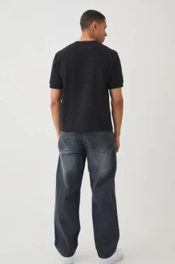 Man Boxy Heavy Interlock Ribbed Cuff T-shirt | BoohooMAN UK