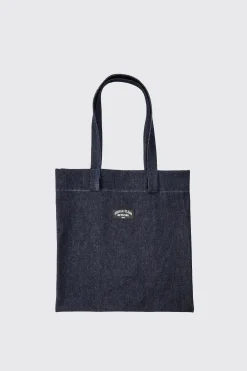 Man Branded Denim Tote Bag | BoohooMAN UK
