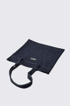 Man Branded Denim Tote Bag | BoohooMAN UK