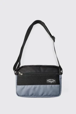 Man Branded Mesh Nylon Cross Body Bag | BoohooMAN UK