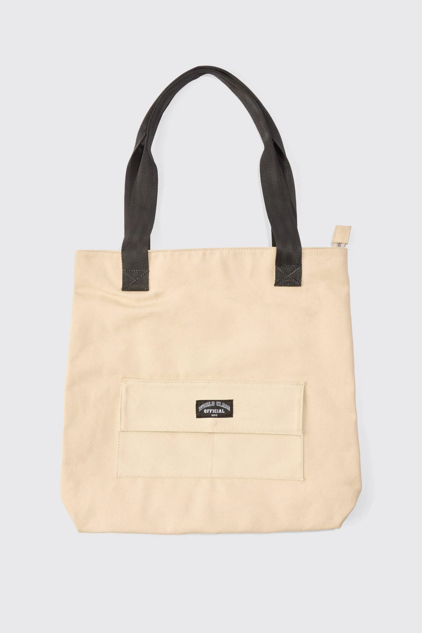 Man Branded Tote Bag In Ecru | BoohooMAN UK