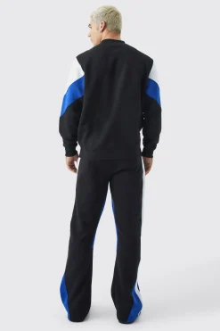 Man Colour Block Extended Neck Sweatshirt | BoohooMAN UK
