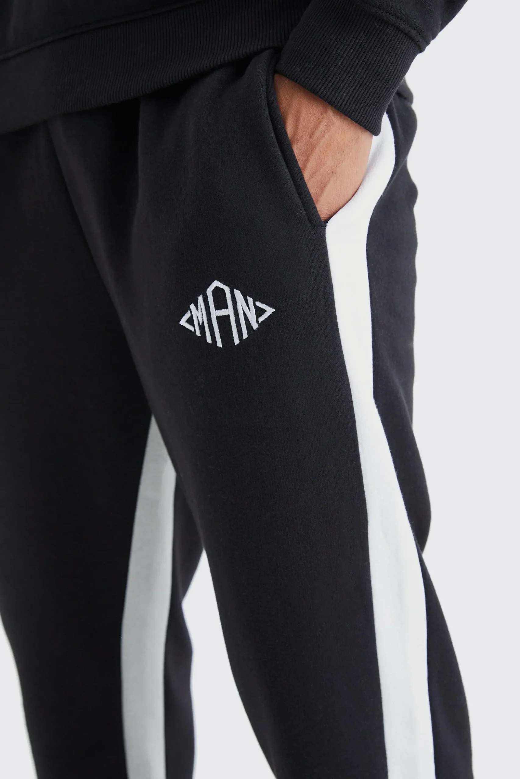 Man Colour Block Gusset Jogger | BoohooMAN UK