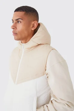 Man Colour Block Quilted Hooded Gilet | BoohooMAN UK