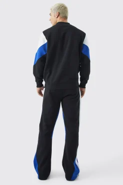 Man Colour Block Sweatshirt Gusset Tracksuit | BoohooMAN UK
